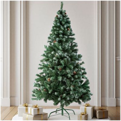 Sapin de Noël abre artificiel 180 cm avec pommes de pin vert