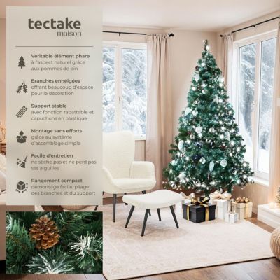 Sapin de Noël abre artificiel 180 cm avec pommes de pin vert