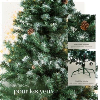 Sapin de Noël abre artificiel 180 cm avec pommes de pin vert