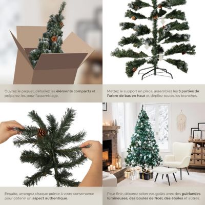 Sapin de Noël abre artificiel 180 cm avec pommes de pin vert