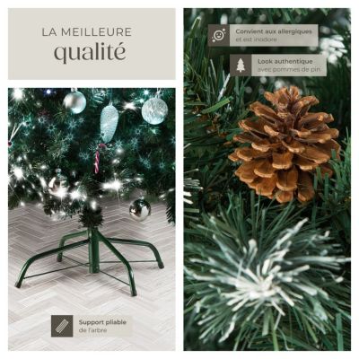 Sapin de Noël abre artificiel 180 cm avec pommes de pin vert