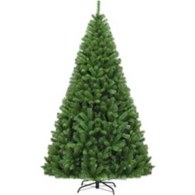 Sapin de Noël Artificiel 225CM Pied Croisé en Fer 1346 Branches en PVC Arbre de Noël Ouverture de Parapluie Vert