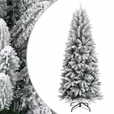 Sapin de Noël artificiel avec neige floquée 210 cm PVC et PE vidaXL