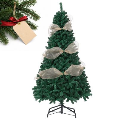 Sapin de Noël Artificiel de qualité supérieure 190 cm avec Rubans décoratifs, Base Robuste, Vert
