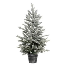 Sapin de Noël Artificiel Enneigé en Pot "Frosty" 100cm Blanc