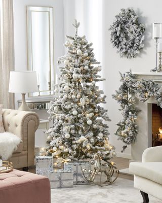 Sapin de Noël artificiel enneigé LED TATLOW 210 cm Vert