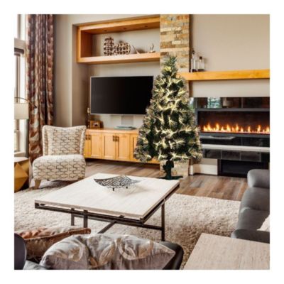 Sapin de Noël artificiel Las Vegas - Fleurs fibre optique blanc secteur H90 - HOMEA - Guirlande lumineuse led Blanc Blanc