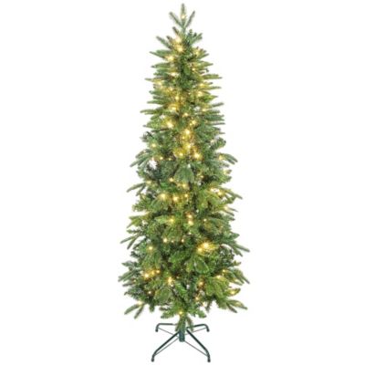 Sapin de Noël artificiel LED x 200 blanc chaud 8 modes H.180 cm 605 branches support vert