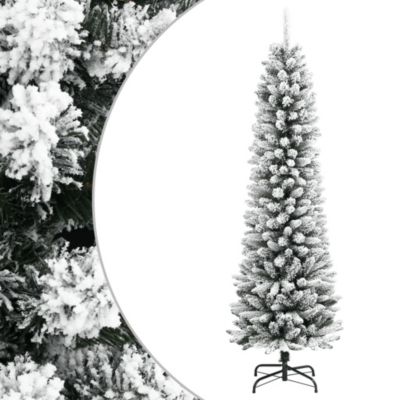 Sapin de Noël artificiel mince avec neige floquée 180 cm PVC/PE vidaXL