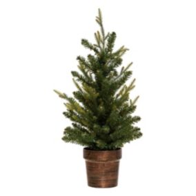 Sapin de Noël artificiel Vert 2 tons dans un pot cuivré H 70 cm