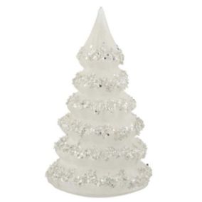 Sapin de Noël Déco "Lignes Paillettes" 21cm Blanc