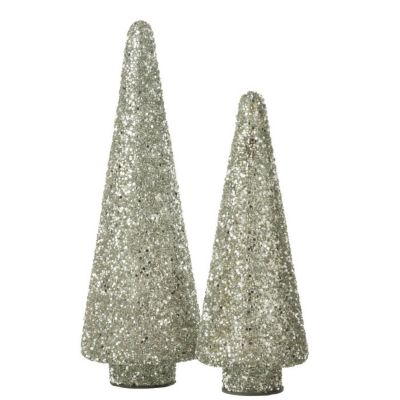Sapin de Noël Déco à Paillettes "Ethel" 32cm Argent