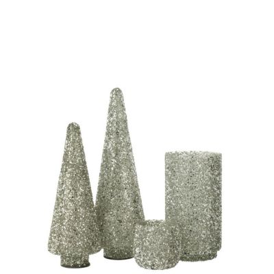 Sapin de Noël Déco à Paillettes "Ethel" 32cm Argent