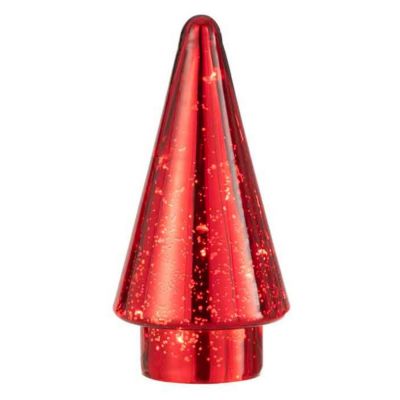 Sapin de Noël en Verre "Led" 19cm Rouge