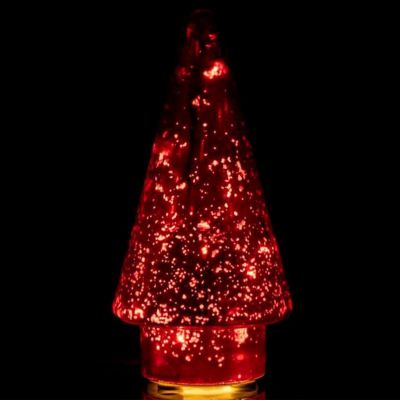 Sapin de Noël en Verre "Led" 19cm Rouge