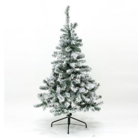 Sapin de Noël floqué (150 cm - Blanc)