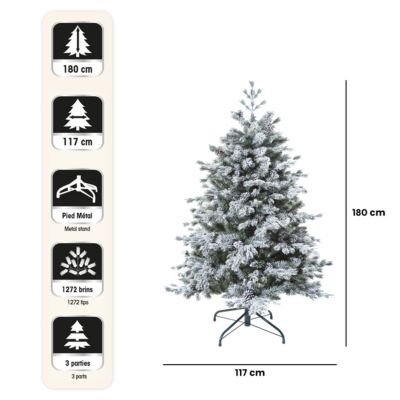 Sapin de Noël Neige Artificielle 180cm Yukon - Pied Métal - Feeric Lights & Christmas