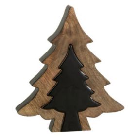 Sapin de Noël à Poser "Puzzle" 30cm Noir & Naturel