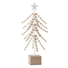 Sapin de Noël à Poser "étoile" 58cm Blanc & Naturel