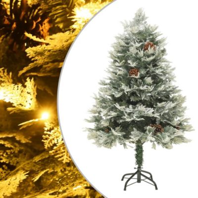 Sapin de Noël pré-éclairé et pommes de pin vert 150cm PVC et PE vidaXL