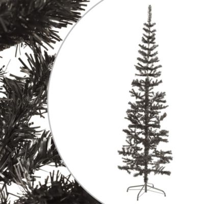 Sapin de Noël étroit Noir 210 cm vidaXL