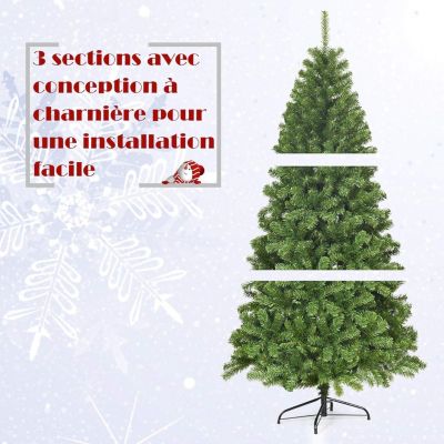 Sapin De Noël Artificiel 180 Cm - 1355 Branches En PVC - Montage Parapluie, Socle En Fer - Vert, Réutilisable, Ignifuge