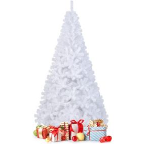 Sapin de Noel Artificiel avec Socle en Fer Branches Touffues Feuilles en PVC Décoration de Noel 210cm