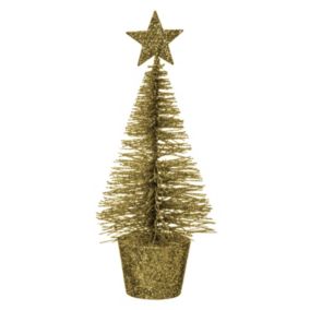 Sapin de noël artificiel doré 15 cm en métal