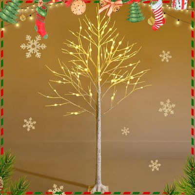 Sapin de Noel Lumineux 180 CM,Sapin de Noel Blanc à 96 Lumières LED avec Branches Mortes, Arbre de Noël Artificiel