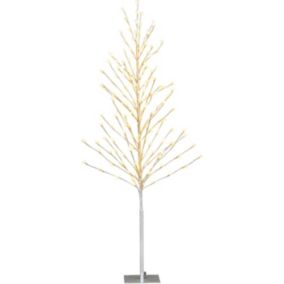 Sapin Lumineux LED 155 cm Bouleau avec 168 lumières LED Blanc Chaud Arbre de Noel Artificie, Sapin de Noel