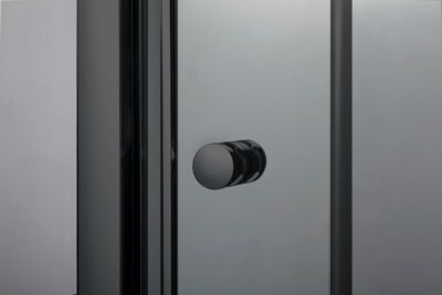 SAT PROJECT Douche quart de cercle 80x80cm coulissante avec profilé noir mat (SATPROMUS80CT)
