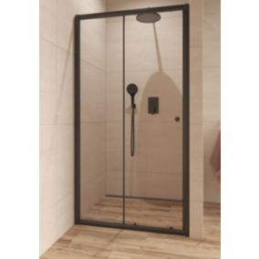 SAT PROJECT  Porte de douche 140x185cm coulissante avec profilé noir mat (SATPROMUD140CT)