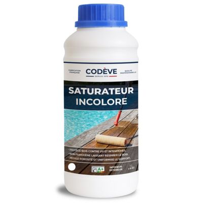 Saturateur Bois Incolore - 1 L   - Codeve Bois - Incolore Pour Une Protection Durable Ne Masquant Pas Les Veines Du Bois.