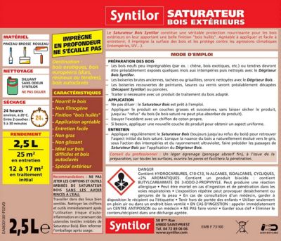 Saturateur extérieur bois s incolore Syntilor 2,5L
