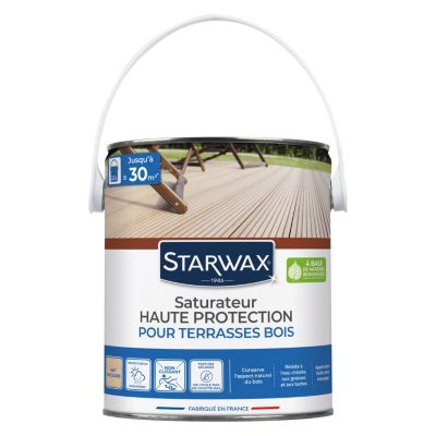 Saturateur extérieur haute protection terrasses bois Starwax incolore 2,5L