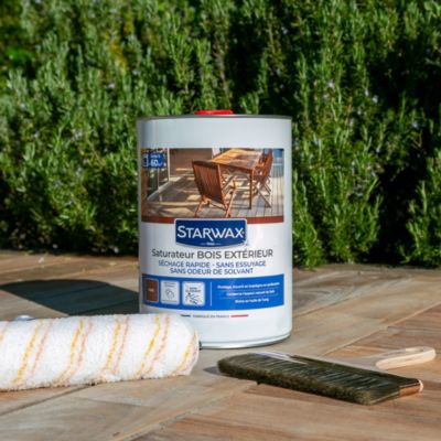 Saturateur extérieur haute protection terrasses bois Starwax incolore 5L+20% gratuit