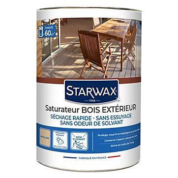 Saturateur extérieur haute protection terrasses bois Starwax incolore 5L