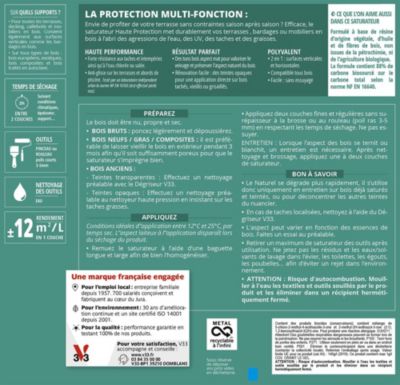 Saturateur extérieur Haute protection V33 effet bois naturel mat V33