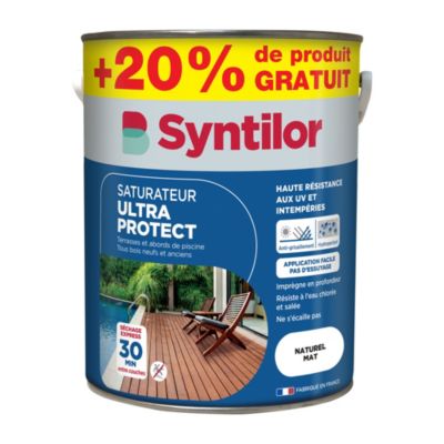 Saturateur pour bois extérieur SYNTILOR Ultra protect naturel mat 5L+20%  gratuit