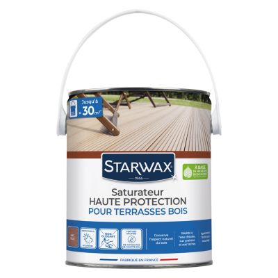 Saturateur haute protection pour terrasses en bois effet teck mat 2,5L Starwax