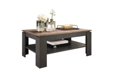 Sauler - Table basse en mélaminé finition chêne Matera gris-tabac-brun L-H-P : 110 - 47 - 65 cm
