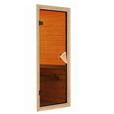 Sauna d'angle bois massif 6-8 places vitré Karibu Amelia 3 - 231x196 cm