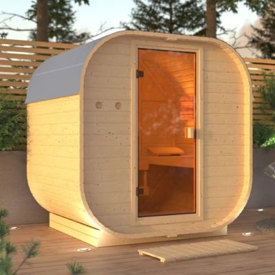 Sauna extérieur 2-4 places 199x175 cm bois massif 38mm - Karibu Quadro