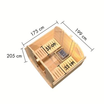 Sauna extérieur 2-4 places 199x175 cm bois massif 38mm - Karibu Quadro