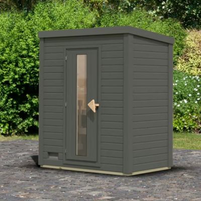 Sauna extérieur 2 places Karibu Hytti 0 en épicéa 38mm - Gris terre