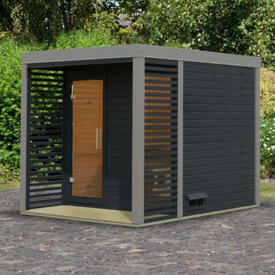 Sauna extérieur 4-5 places épicéa 6,45m² terrasse vitrée - Karibu Ares 2