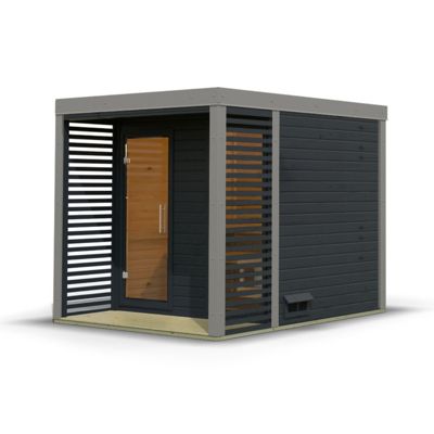 Sauna extérieur 4-5 places épicéa 6,45m² terrasse vitrée - Karibu Ares 2