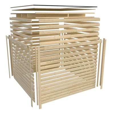 Sauna extérieur 4-5 places épicéa 6,45m² terrasse vitrée - Karibu Ares 2