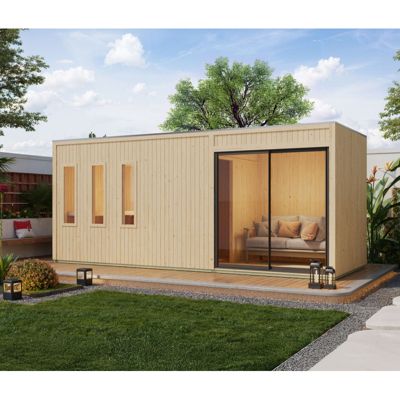 Sauna extérieur 4-6 places 12,4m² avec vestibule - Monterey - Karibu - Bois massif