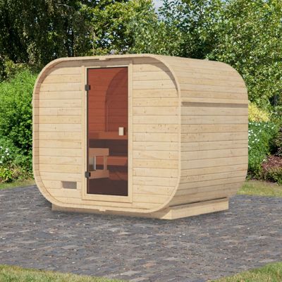 Sauna extérieur 4-6 places en bois 38mm avec porte en verre - Karibu Quadro 1 Plus